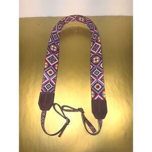 Multicolor Geometric Woven Camera Strap Adjustable Boho Diamond Pattern